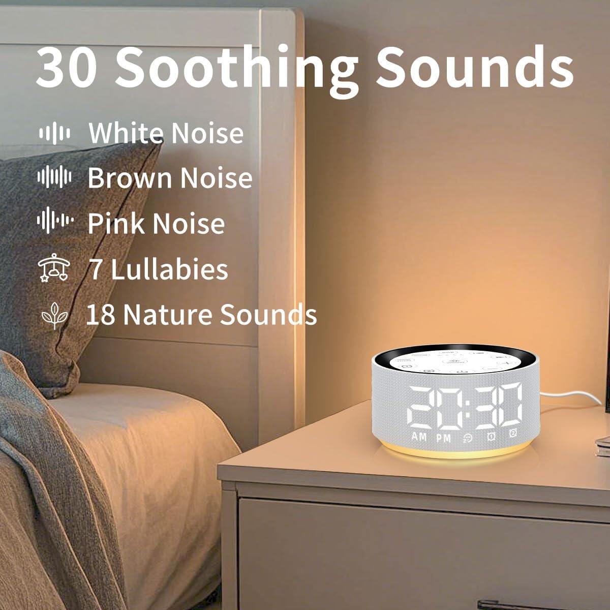 Alarm Clock Sound Machine White Brown Noise Machine
