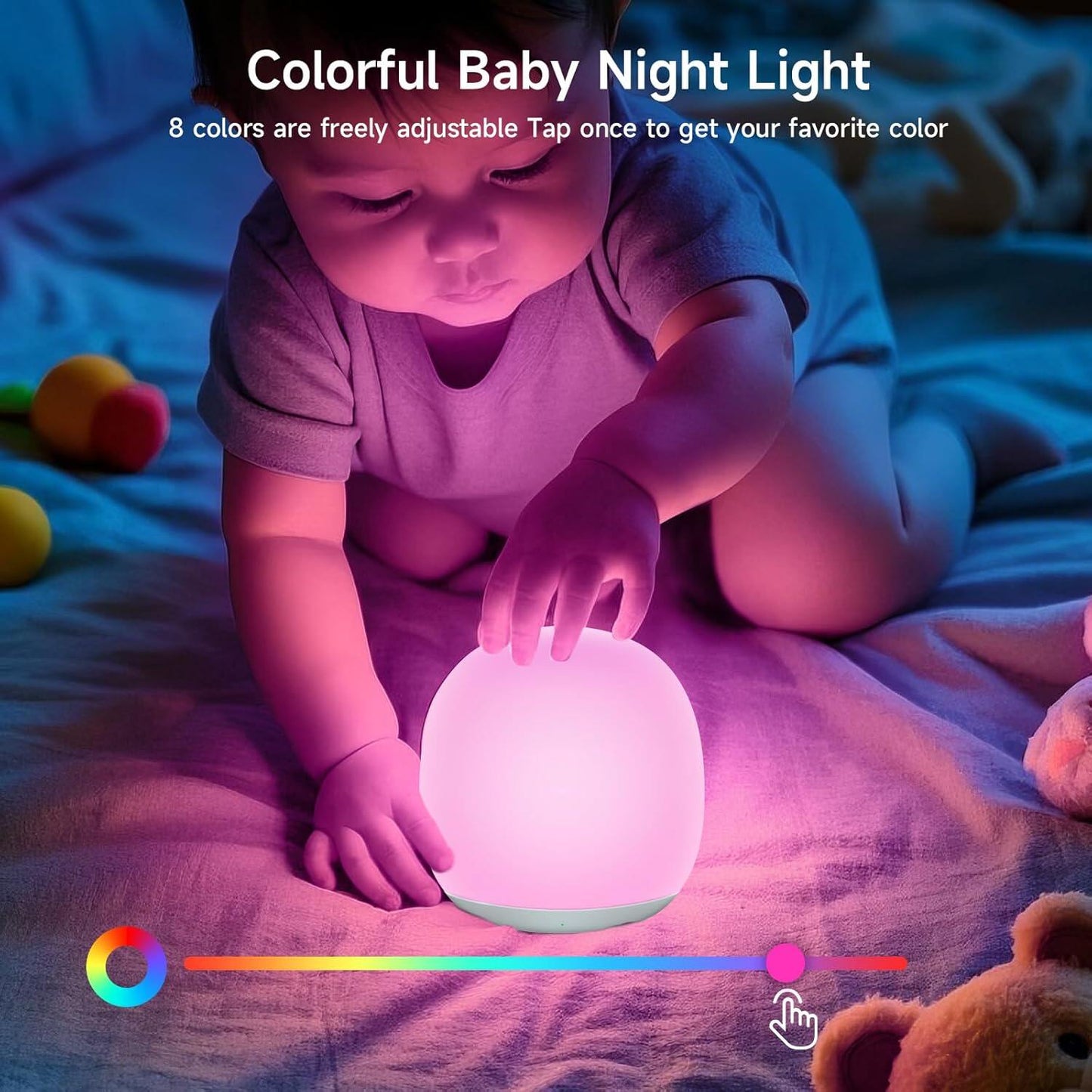 Tyute Baby Night Light, Nursery Night Lamp with 8 RGB Colors Changing