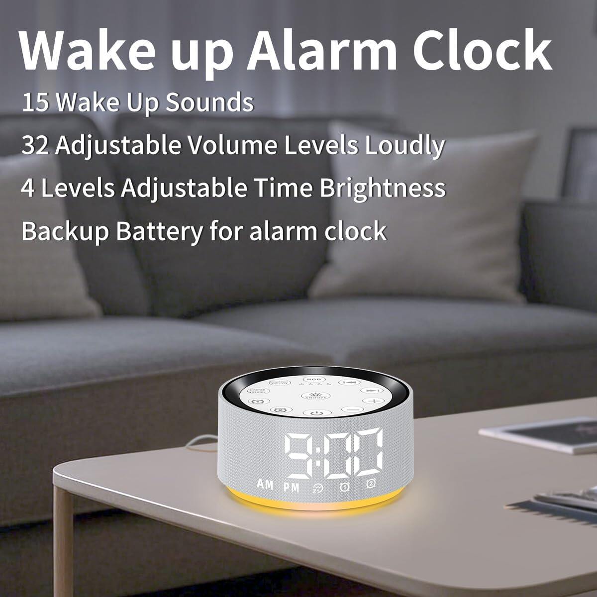 Alarm Clock Sound Machine White Brown Noise Machine